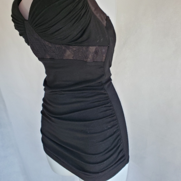 Papaya Black Halter Tank Top With Lace Detail - Picture 4 of 9